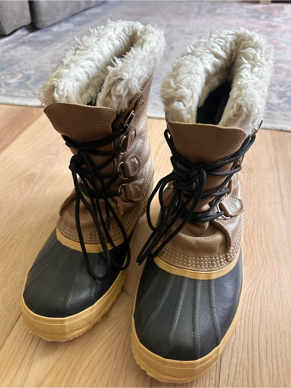 Sorel Womens Manitou Brown Leather Round Toe Winter Snow Boots Vintage US 8